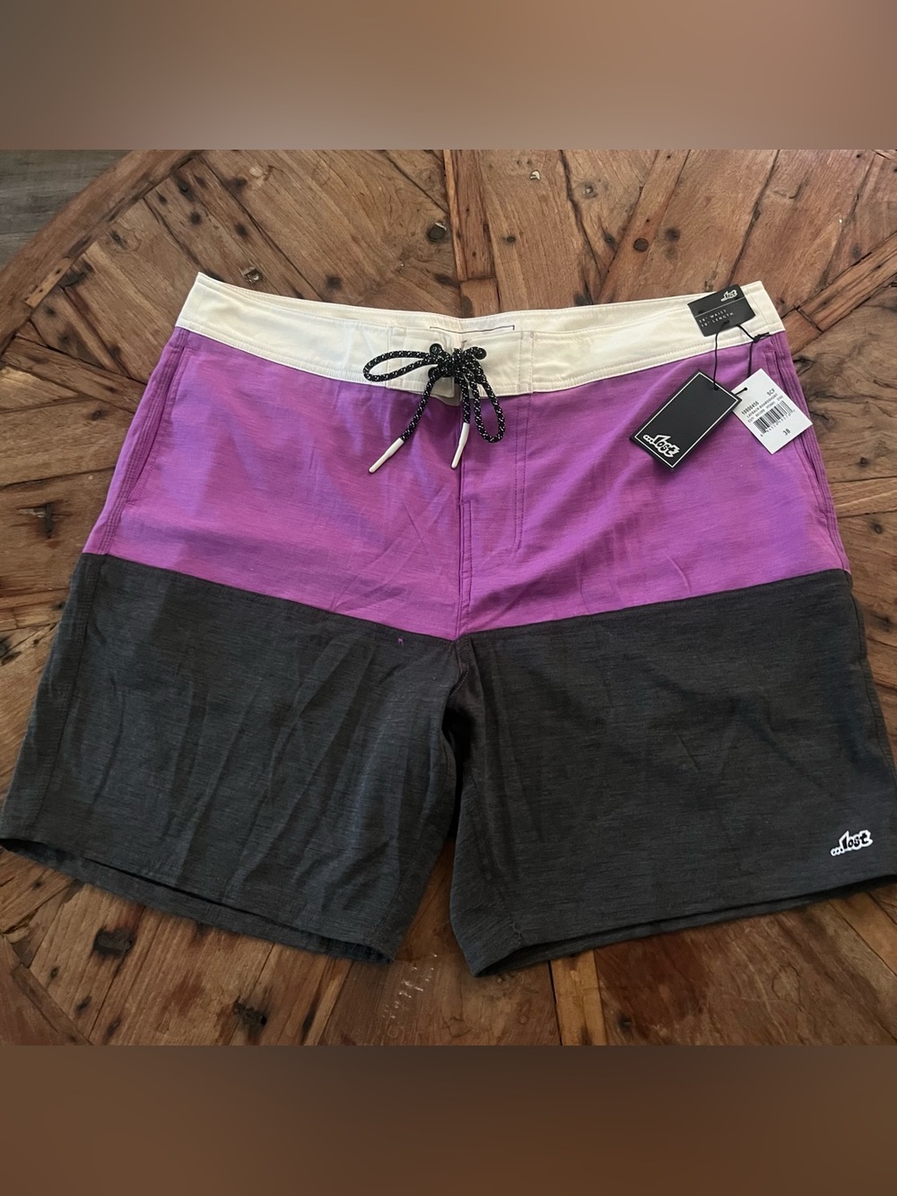 NWT LOST Enterprises LAYBACK Board Shorts  Men 38/18 Purple Grey Stretch NEW